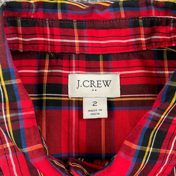 J Crew Dress Womens 2 Red Plaid Long Sleeve Shirtdress Belted Christmas Holiday - Picture 7 of 10